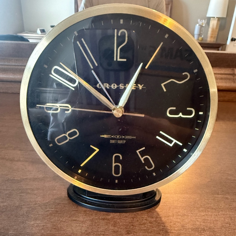 Crosley Small Black and Gold Desk Clock - Picture 4 of 4